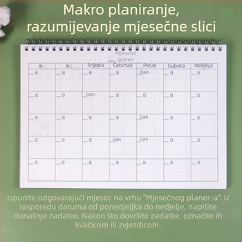 Bilježnica Gao xiaoqi s spiralnim uvezom i PP koricom, tjedni plan kalendar i todolist (Dowling papir; 50-100 stranica)