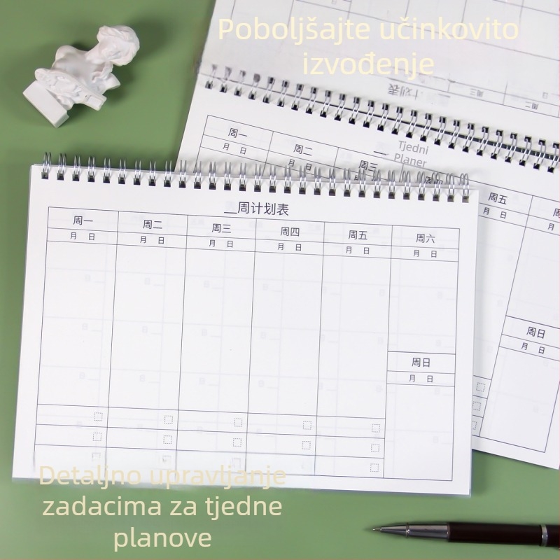 Bilježnica Gao xiaoqi s spiralnim uvezom i PP koricom, tjedni plan kalendar i todolist (Dowling papir; 50-100 stranica)