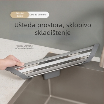Stalak za odvod posuđa iznad sudopera — moderan minimalistički organizator za zdjele, pribor i spužvu