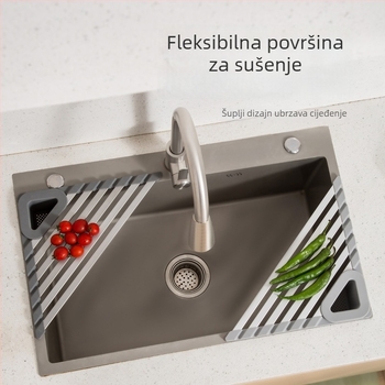 Stalak za odvod posuđa iznad sudopera — moderan minimalistički organizator za zdjele, pribor i spužvu