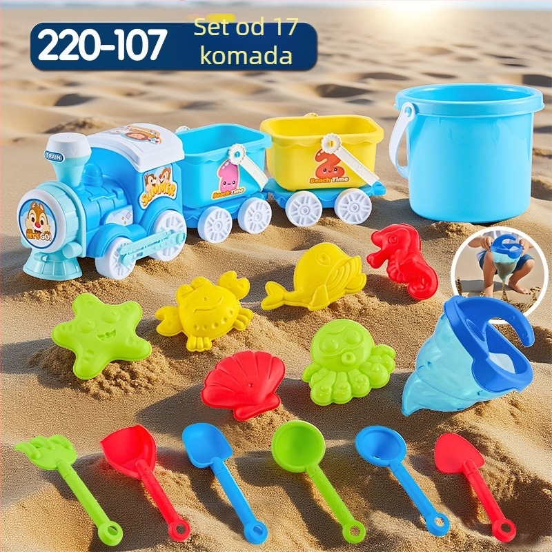 Set plaža igračaka s lopaticama za kopanje pijeska, plastičan, za djecu 4–6 godina, s vodnim igrama