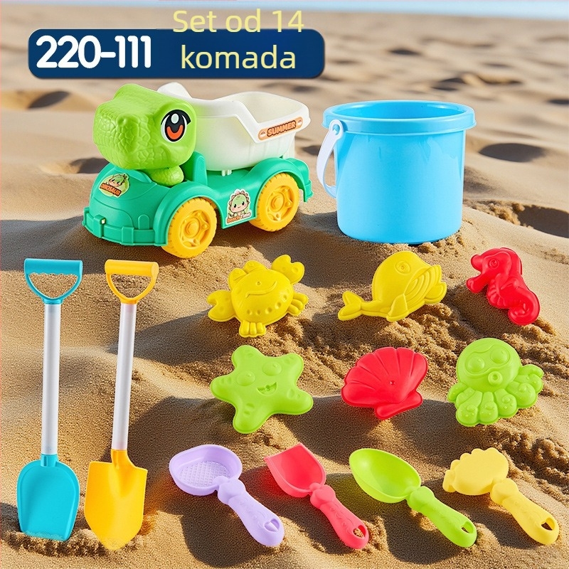 Set plaža igračaka s lopaticama za kopanje pijeska, plastičan, za djecu 4–6 godina, s vodnim igrama