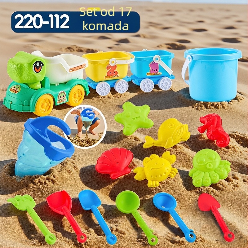 Set plaža igračaka s lopaticama za kopanje pijeska, plastičan, za djecu 4–6 godina, s vodnim igrama