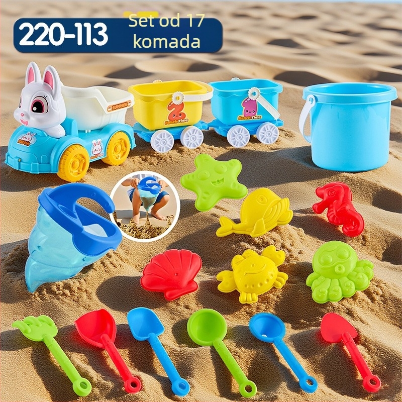 Set plaža igračaka s lopaticama za kopanje pijeska, plastičan, za djecu 4–6 godina, s vodnim igrama