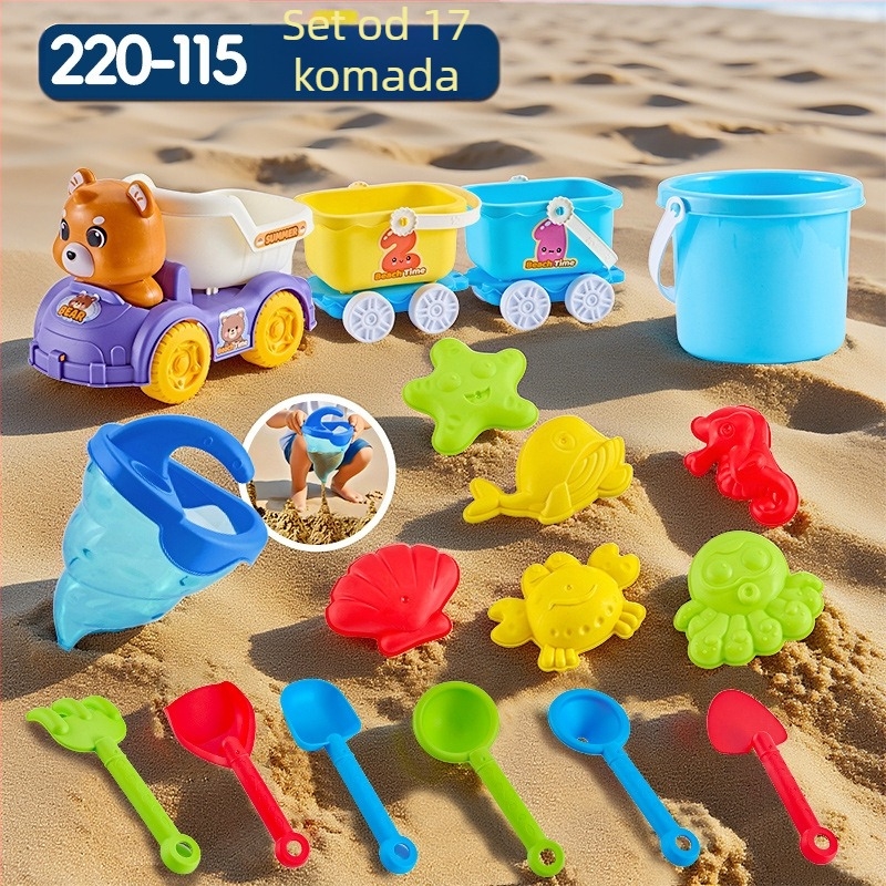Set plaža igračaka s lopaticama za kopanje pijeska, plastičan, za djecu 4–6 godina, s vodnim igrama