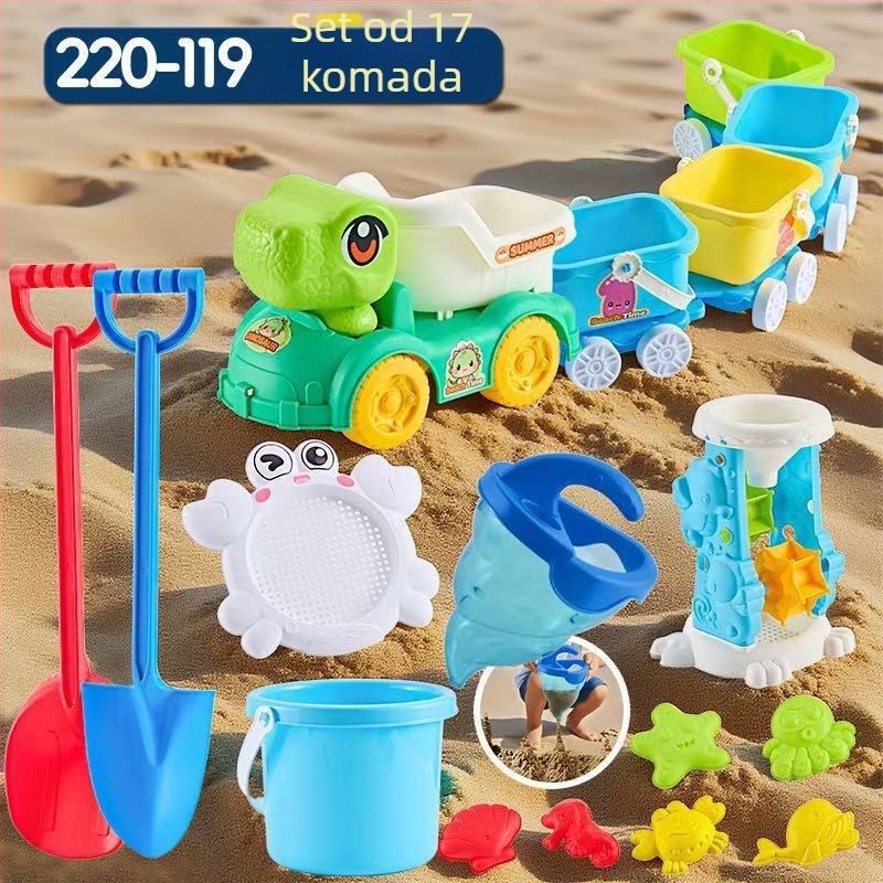 Set plaža igračaka s lopaticama za kopanje pijeska, plastičan, za djecu 4–6 godina, s vodnim igrama