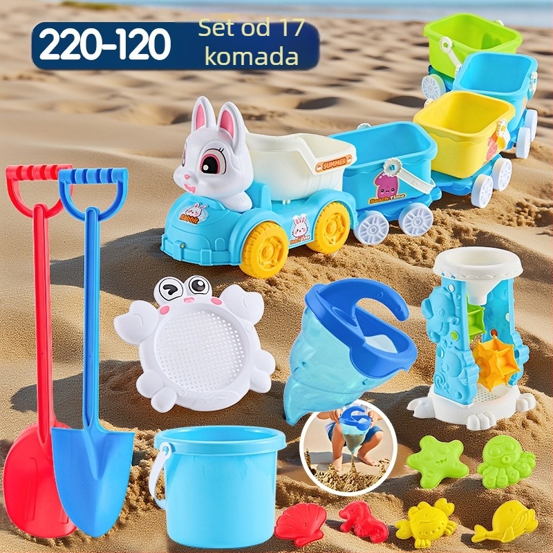 Set plaža igračaka s lopaticama za kopanje pijeska, plastičan, za djecu 4–6 godina, s vodnim igrama