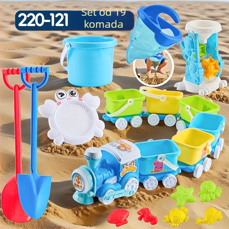 Set plaža igračaka s lopaticama za kopanje pijeska, plastičan, za djecu 4–6 godina, s vodnim igrama