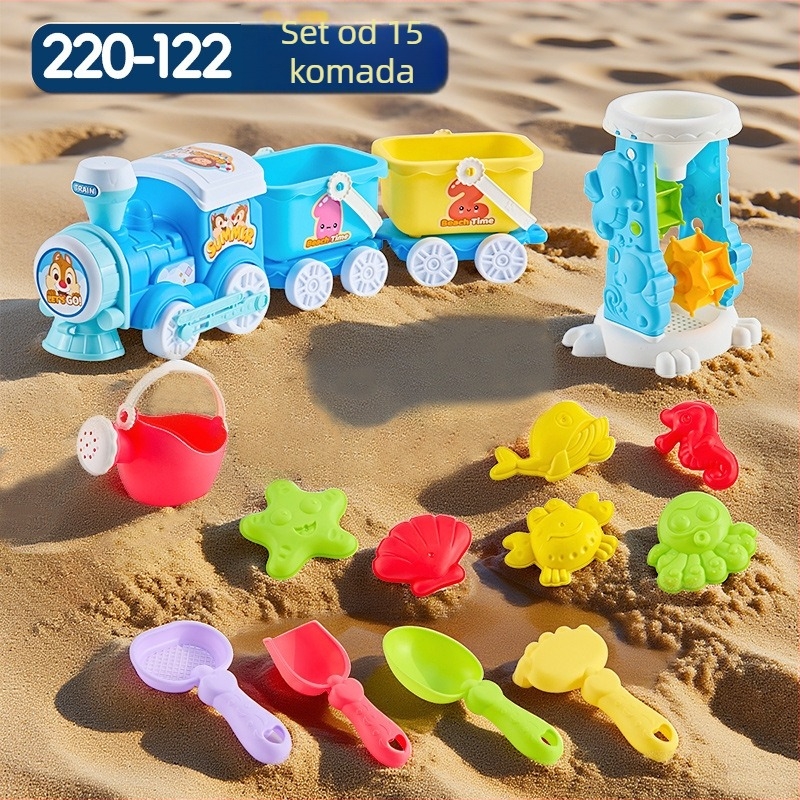 Set plaža igračaka s lopaticama za kopanje pijeska, plastičan, za djecu 4–6 godina, s vodnim igrama