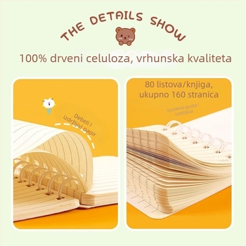 Zapisnik s spiralnim povezivanjem, papir od drvne celuloze, 50–100 stranica, uredski stil