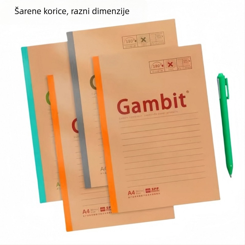 Uredski bilježnica s labavim povezom, 50 stranica, korica od papira, papir od drvne mase