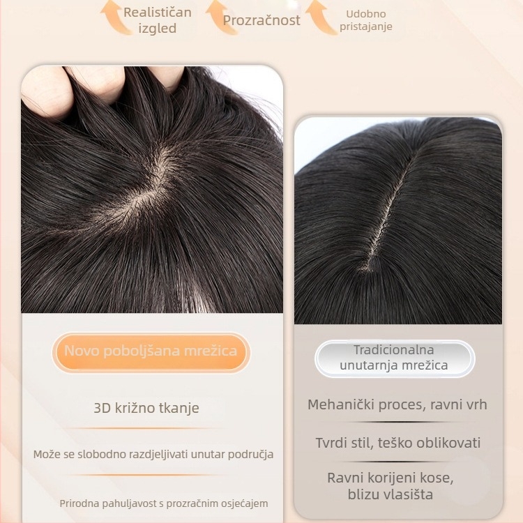 Perika od prirodne ljudske kose za cijelu glavu; kratki ravni bob s šiškama; mehanička obrada; model Big scalp bobo; podrijetlo Henan