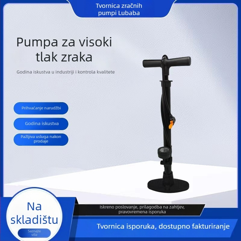 Nožna pumpa za bicikl – prijenosna, visokotlačna, s nastavkom za zrak i manometrom