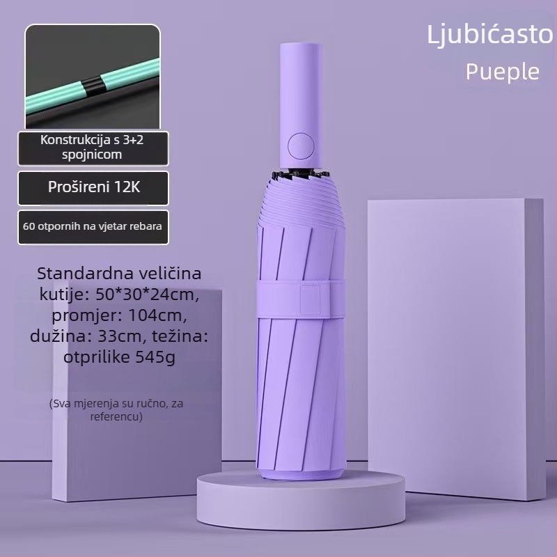 Ženski automatski sklopivi kišobran sa 24 rebara – kišobran s logom, UV zaštita UPF 40+, materijal 190T