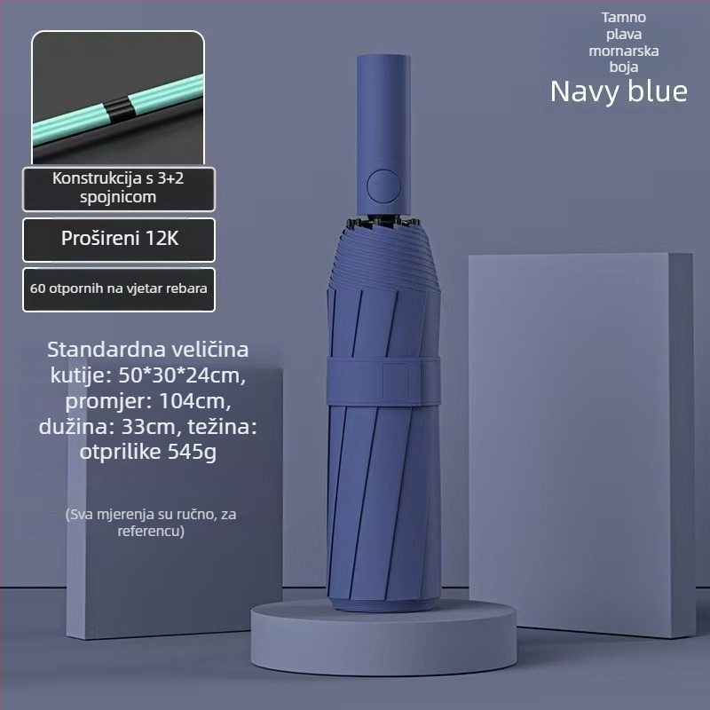 Ženski automatski sklopivi kišobran sa 24 rebara – kišobran s logom, UV zaštita UPF 40+, materijal 190T