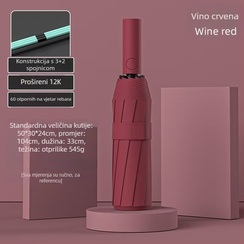 Ženski automatski sklopivi kišobran sa 24 rebara – kišobran s logom, UV zaštita UPF 40+, materijal 190T