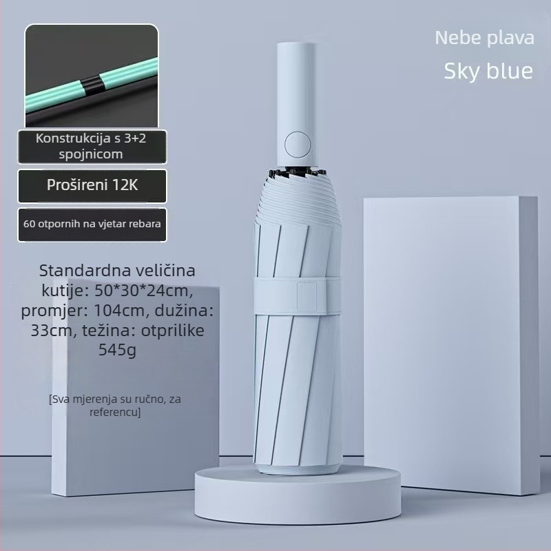 Ženski automatski sklopivi kišobran sa 24 rebara – kišobran s logom, UV zaštita UPF 40+, materijal 190T