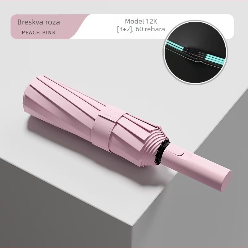 Ženski automatski sklopivi kišobran sa 24 rebara – kišobran s logom, UV zaštita UPF 40+, materijal 190T