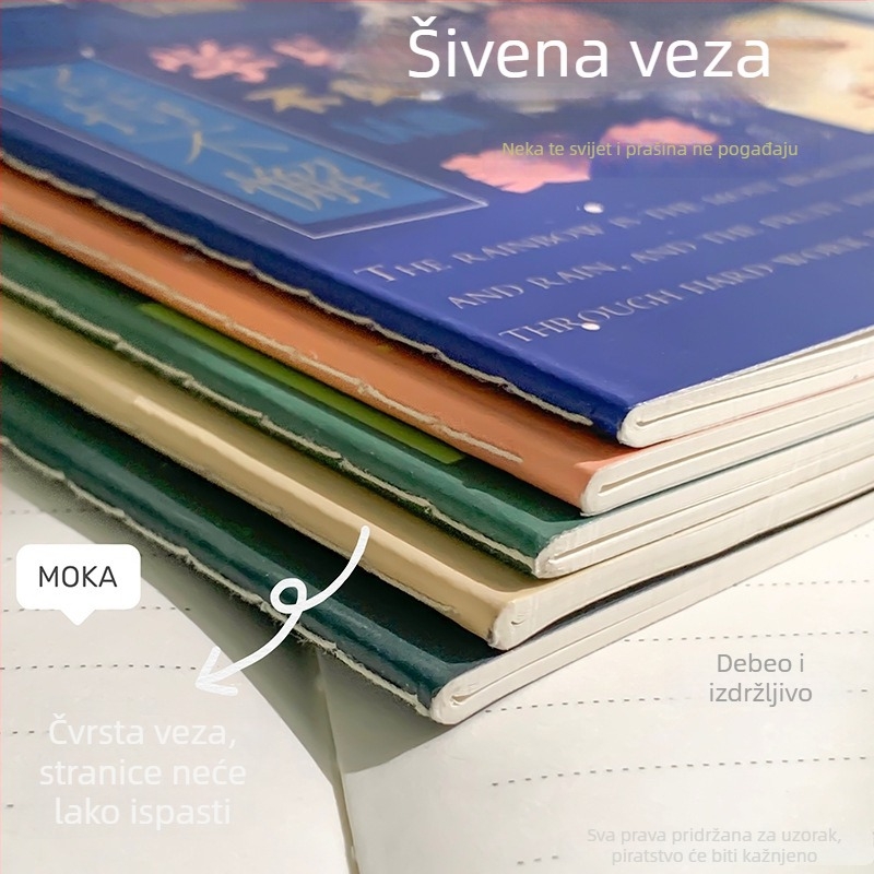 Zapisnik-dnevnik – šivano povezivanje, 60 stranica, 80gsm papir, papirni omot, Xufeng, japansko-korejski sladak stil