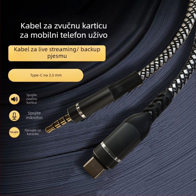 OTG audio adapter za Huawei/Xiaomi — zlatni premaz, bakar bez kisika, srebrno jezgreni vodič, ROHS
