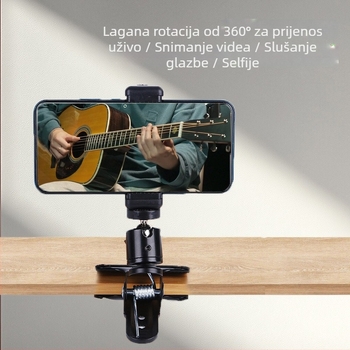 Držač telefona za gitaru s okretljivim klipom – aluminijska legura, model Guitar phone clip, za glazbene instrumente