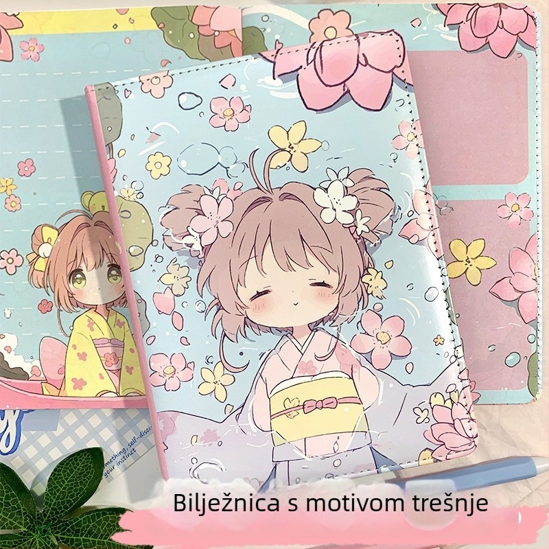 Bilježnica s dizajnom inspiriranim Sakura, šivano povez, stranice od sirovog drvnog celuloznog papirja, 100–200 stranica, mladi kreativni stil