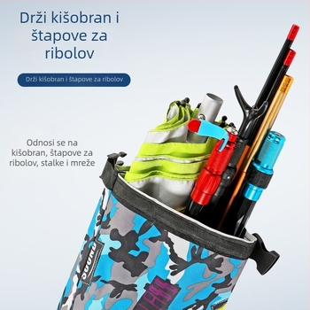 Platnena torba za ribolovnu opremu – za štapove i mrežu, sklopiva, od Oxford platna, s bočnim džepom