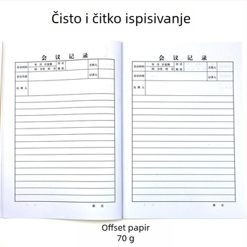 Zapisnik za sastanke s korom od Kraft papira, lijepljeni povez, stranice 40 gsm od drvene mase, poslovni uredski stil