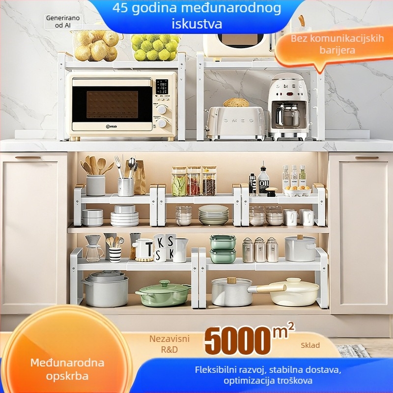 Kuhinjski stalak za skladištenje – bez montaže, karbon čelik, minimalistički stil, pogodan za radnu plohu i ormare