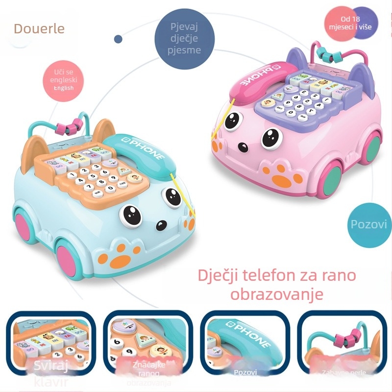 Električna dječja igračka telefon s daljinskim upravljačem, snimanje, glazba i vokalizacija, akusto-optička projekcija