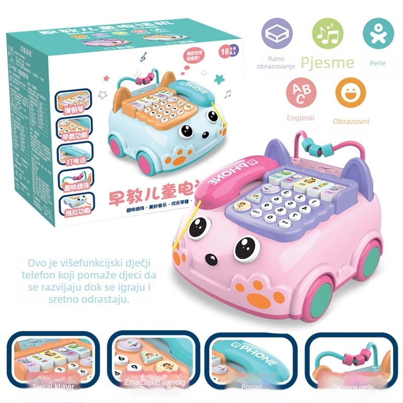 Električna dječja igračka telefon s daljinskim upravljačem, snimanje, glazba i vokalizacija, akusto-optička projekcija