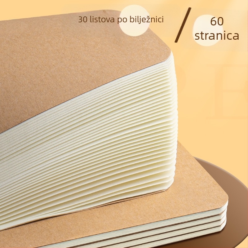 Bilježnica engleskog jezika za osnovnoškolce (3.–6. razred): kraft korica, spiralno povezivanje, 60 stranica, papir 100 g/m².