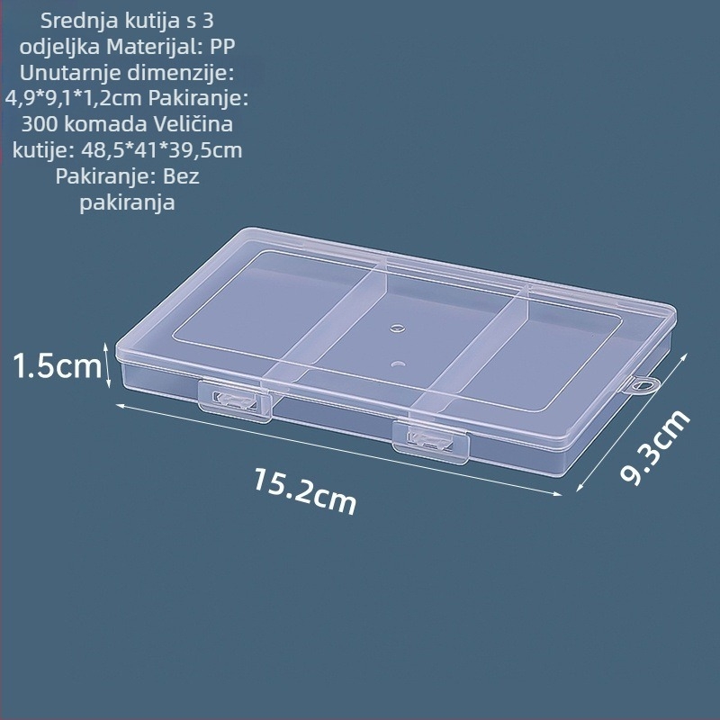 Stolna kutija za skladištenje s 3 odjeljka, prozirna, plastična