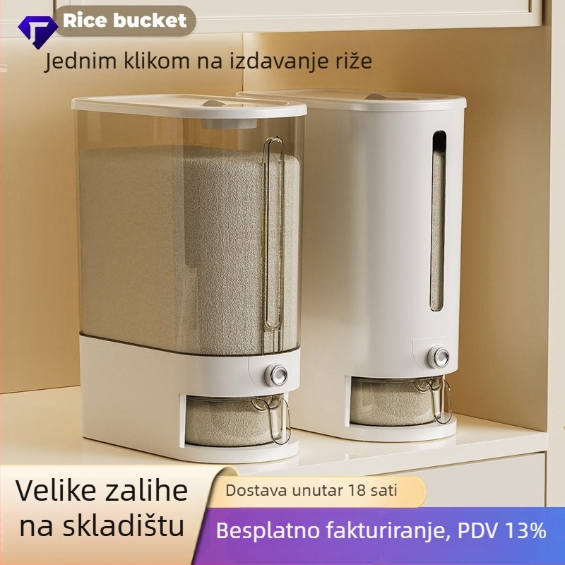Plastični spremnik za rižu — zatvoren, otporan na vlagu i štetnike, kapacitet 10 L i više, materijal PP, mogućnost prilagodbe