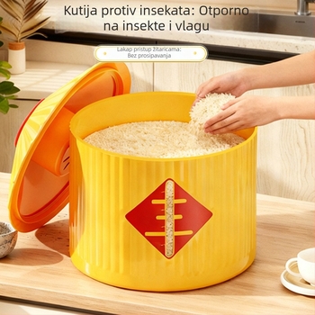 Kutija za skladištenje riže/žitarica s brtvom protiv vlage i insekata, stil Novi kineski stil, kapacitet 9–10 L, materijal PP plastika