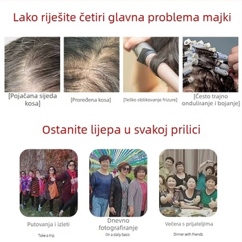 Perika za žene srednje dobi i starije, prirodna pokrivenost sive kose, raznovrsni stilovi, dugotrajna, ručno rađena trajna, perika za cijelu glavu