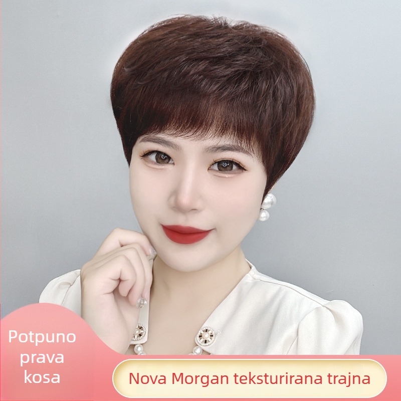 Perika za žene srednje dobi i starije, prirodna pokrivenost sive kose, raznovrsni stilovi, dugotrajna, ručno rađena trajna, perika za cijelu glavu