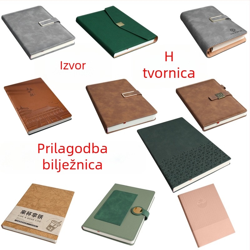 Bilježnica s kožnim koricom, bežično uvezivanje, 100 stranica, papir 80 g/m² offset, mogućnost ispisa logotipa