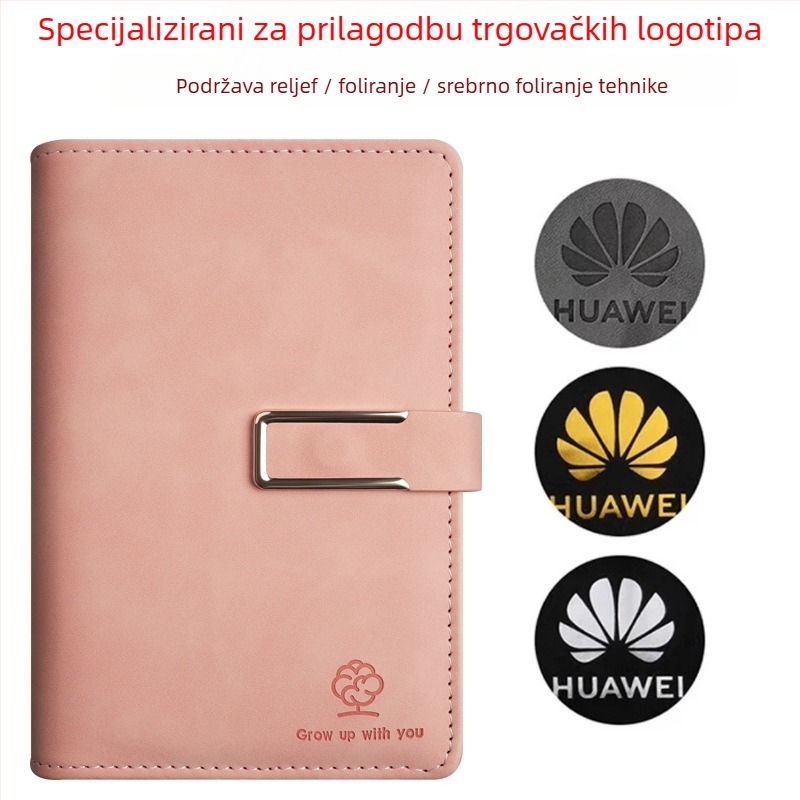 Bilježnica s kožnim koricom, bežično uvezivanje, 100 stranica, papir 80 g/m² offset, mogućnost ispisa logotipa