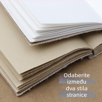 Bilježnica s platnom i lanom korom, šivani tvrdi uvez, prazne unutarnje stranice Kraft papira, 400 g/m², 100–200 stranica