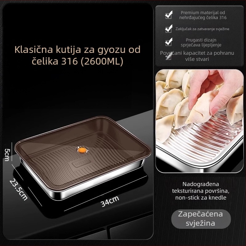 Kutija za knedle od nehrđajućeg čelika, jednodjelna konstrukcija, jednostavan i moderan stil, mogućnost tiskanja logotipa