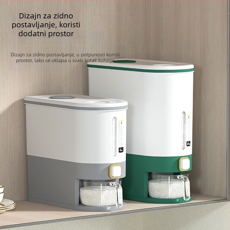 Kutija za skladištenje riže sa zatvaranjem, otporna na vlagu i insekate, ABS plastika za hranu, kapacitet iznad 10 L