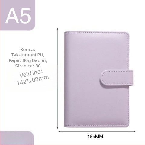 Bilježnica s binder vezivanjem, kožna korica od umjetne kože, papir od celuloze, 75 g, 1–50 stranica