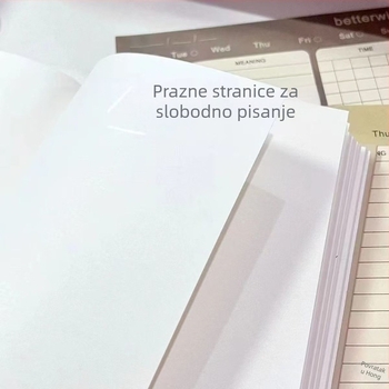 Bilježnica s mačjim crtić dizajnom, jednostavan linijski unutarnji dizajn, šivano povezivanje, Dowling papir, 180 gsm, 200–300 stranica