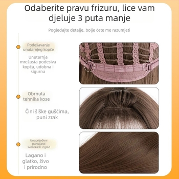 Perika s kratkom ravnom kosom, vlakna otporna na toplinu, MGA-414, dizajn promjene oblika