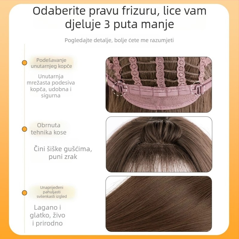 Perika s kratkom ravnom kosom, vlakna otporna na toplinu, MGA-414, dizajn promjene oblika