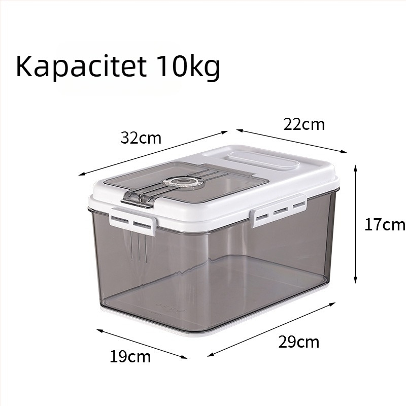 Kutija za rižu i hranu, otporna na vlagu i štetočine, PP+PET, kapacitet iznad 10 L, kuhinjska kutija za skladištenje s zatvaračem