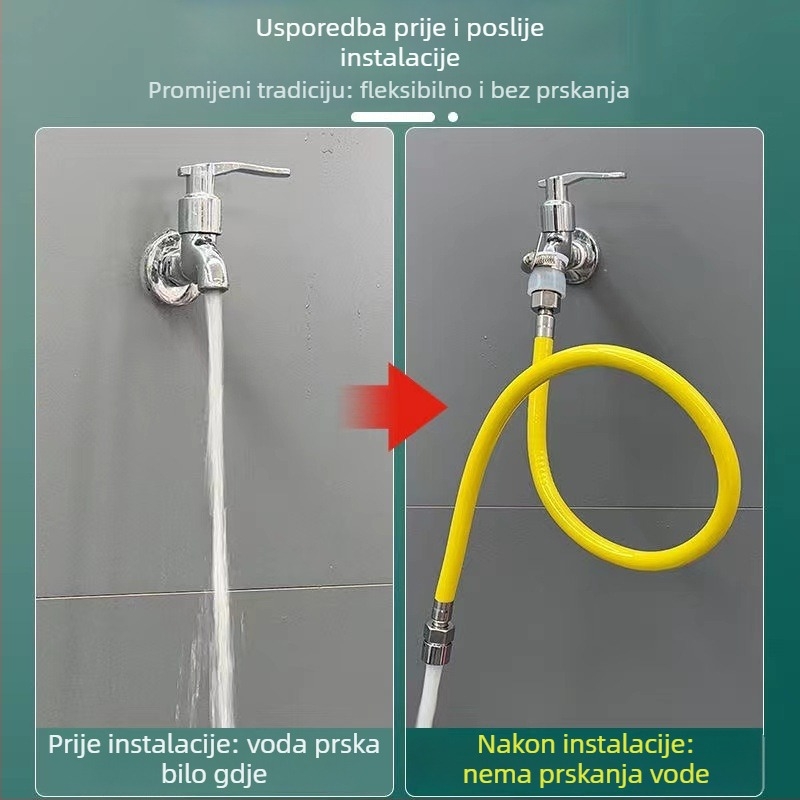 Univerzalni produžni nastavak za slavinu od nehrđajućeg čelika sa zaštitom od prskanja – moderan minimalistički stil