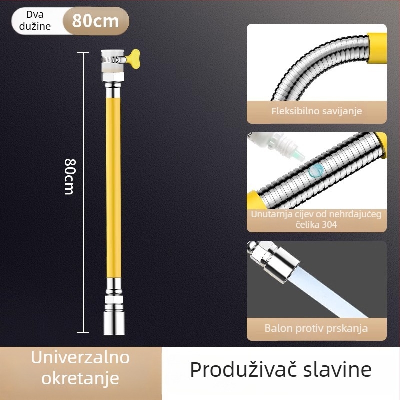 Univerzalni produžni nastavak za slavinu od nehrđajućeg čelika sa zaštitom od prskanja – moderan minimalistički stil