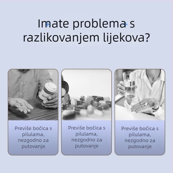 Kutija za lijekove s 30 odjeljaka, nezavisne pregrade, vodootporno zatvaranje, prenosna, kapacitet 18 L.